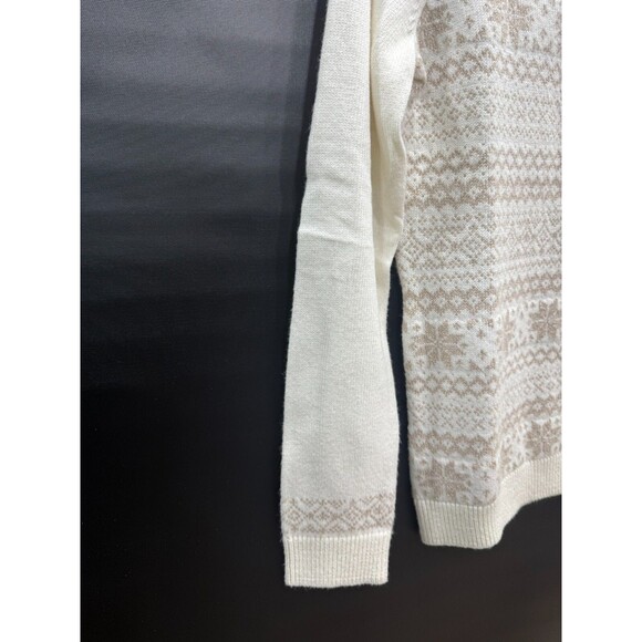 Talbots Sweater Ivory Gold Sparkle Fair Isle Small Snow Flake - Picture 4 of 8
